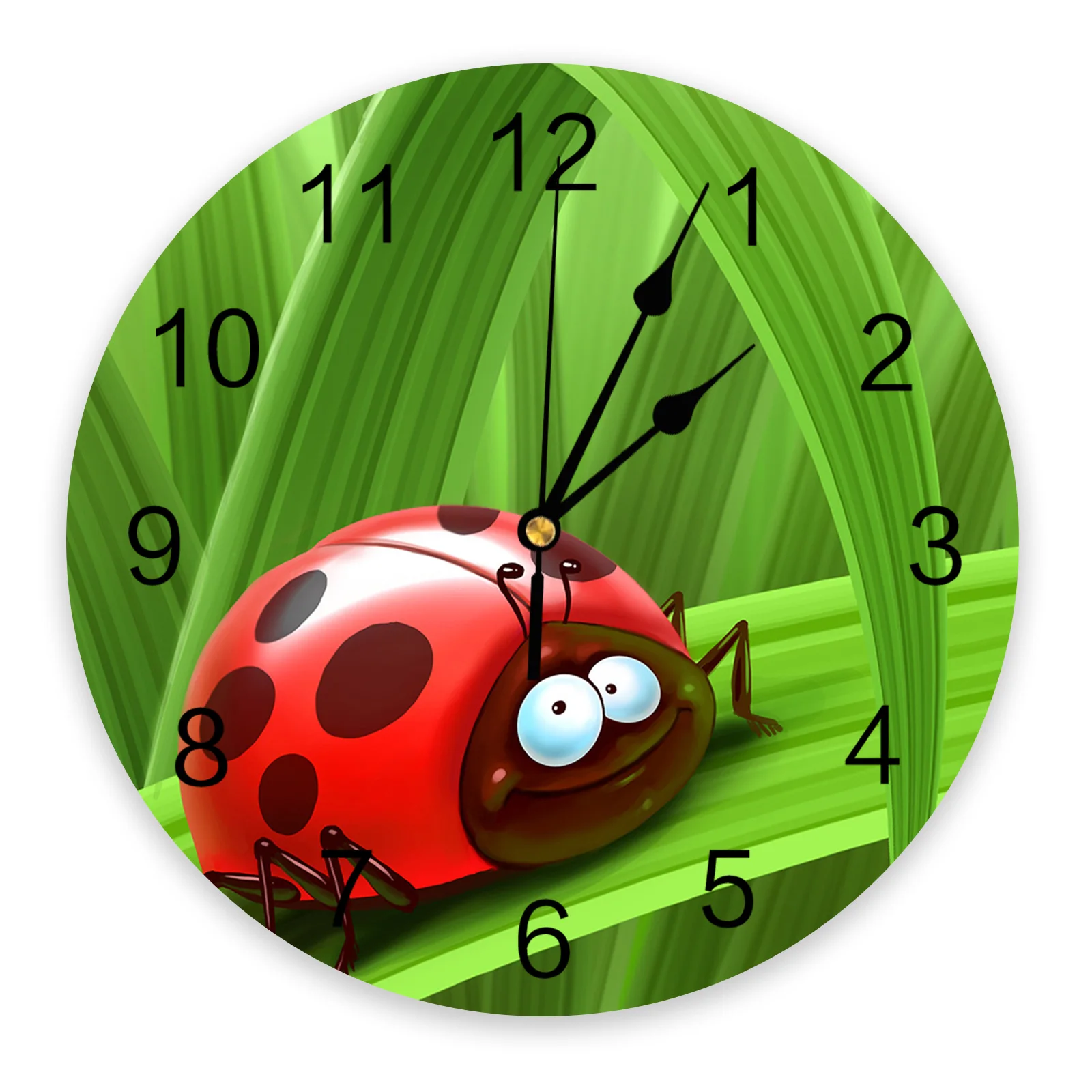 

Ladybug Cartoon Leaves Clocks Wall Home Decor Modern Kitchen Room Bedroom Living Room Decor Wall Clock