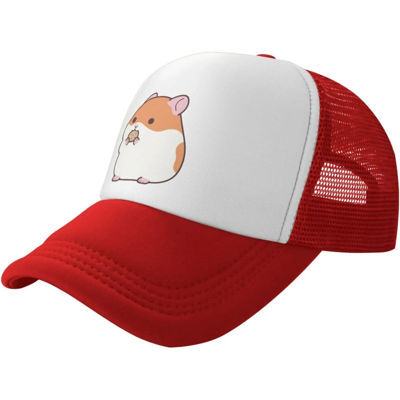 Cute Hamster Eating Seed Trucker Hat Mesh Baseball Snapback Cap Unisex Casual Outdoor