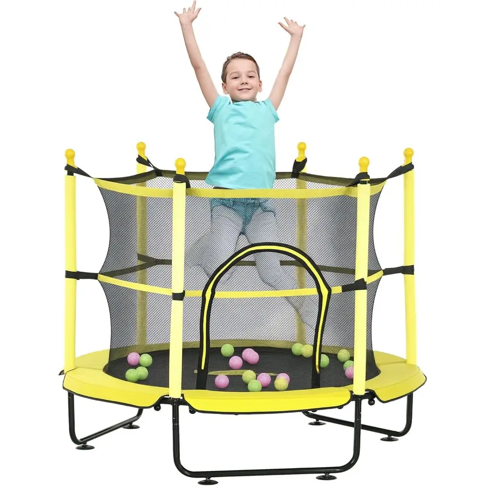 

55 Toddler Trampoline with Safety Enclosure and Ball Pit, Suitable for Ages 3-10, Ideal for Indoor and Outdoor Play