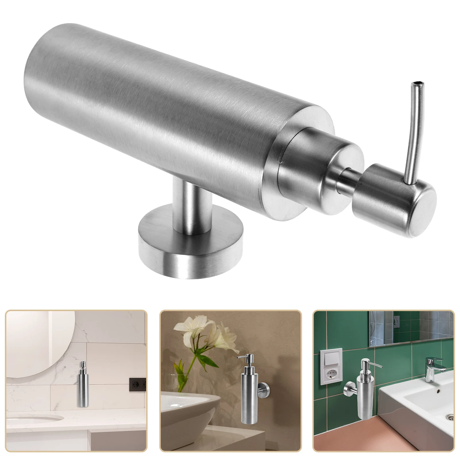 

Stainless Steel 304 Wall Mounted Manual Soap Dispenser Hand Soap Shower Shampoo Refillable Metal Liquid Pump for Bathroom