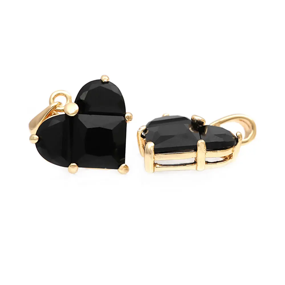 18K Gold Farbe Messing und Zirkon Herz Charms Anhänger Hochwertige Schmuckherstellung Halskette Ohrringe Zubehör für Frauen – Detail 12