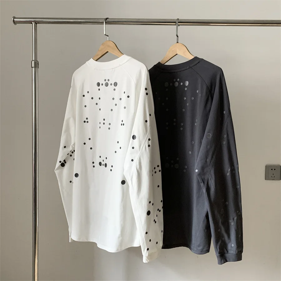 GOLDWIN 0 Series Unisex Long Sleeve Tee Full Laser Reflective Print Crew Neck Techwear Outdoor Hiking Base Layer Top