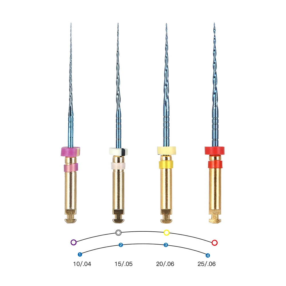 AZDENT Dental endodontyczny kanał korzeniowy pliki Niti 25mm silnik użyj tłokowych kanałów korzeniowych Endo pliki obrotowe instrumenty