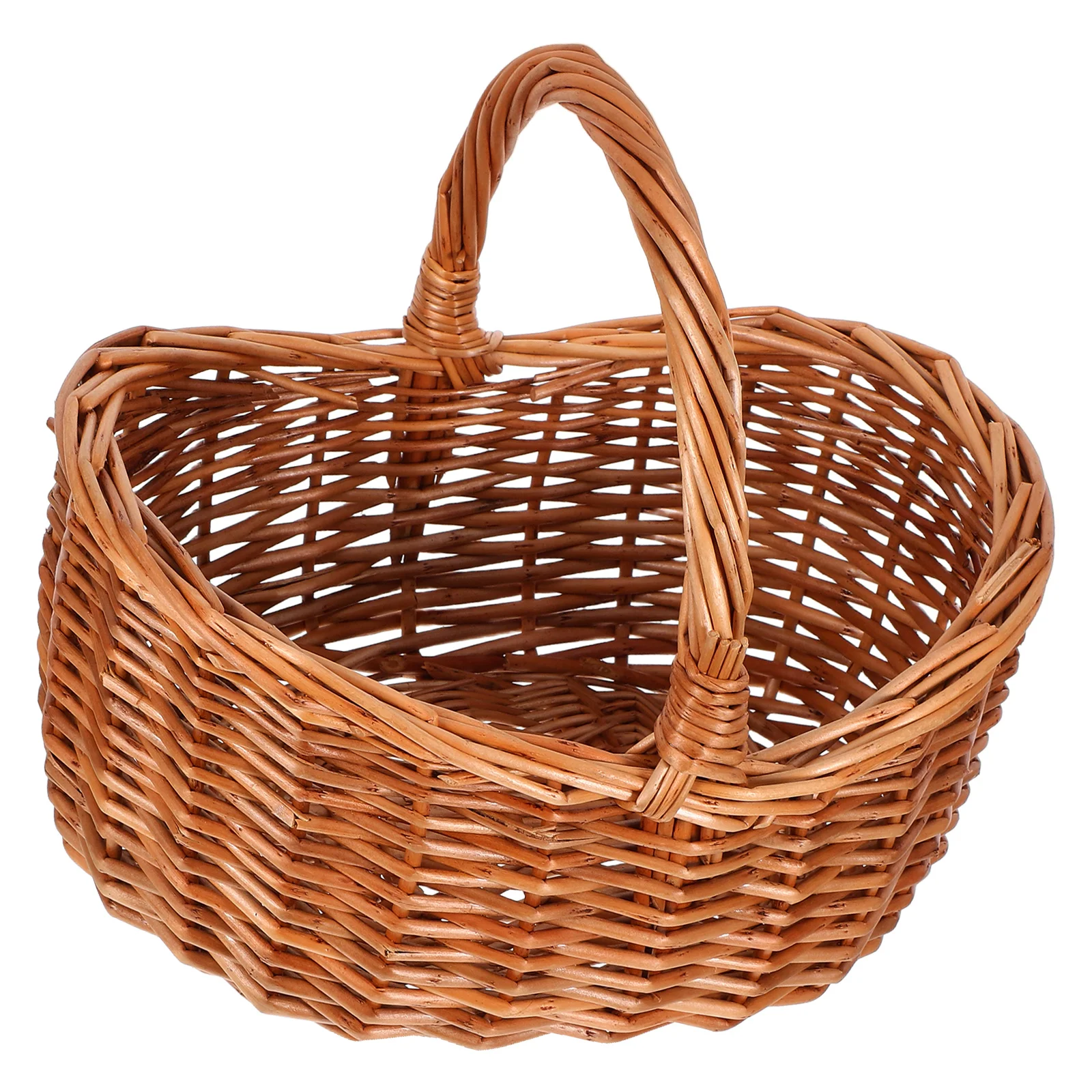 

Handmade Basket Rustic Picnic Hamper Sturdy Handle Multi-Purpose Storage Organizer Flower Arrangement Decor