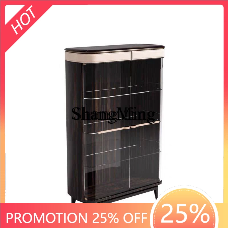 FG-armario de vino de cristal doblado, bonito, para pared del hogar, gabinete de ébano de seda dorada, vitrina sencilla y moderna para sala de estar