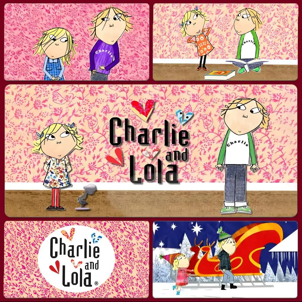 Sweet Lovely Cartoon C-Charlie and Lola Mouse Pad Large Gaming Mousepad with Stitched Edges Thickened Desk Mat PC