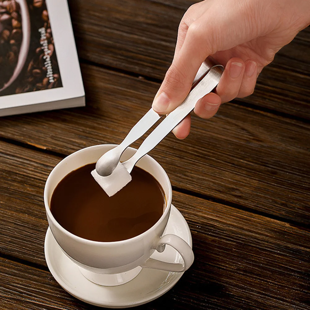 

10pcs Stainless Steel Ice Cube Clips Sugar Tongs Fruit Food Tools Heat Resistant Rust Proof Lightweight Practical Beautiful