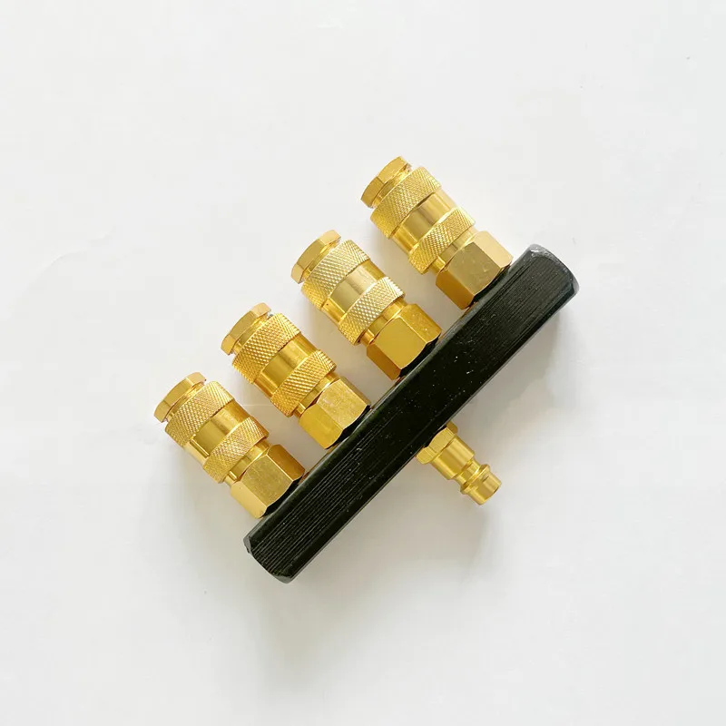 1/4\'\' European Type 4 Way Air Quick Connector Pneumatic Hose Coupler Aluminum Material Air Compressor Part Air Tool