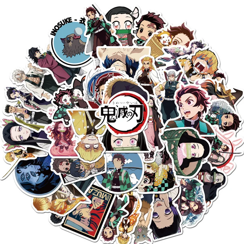 10/30/50Pcs Anime Demon Slayer Cartoon Stickers for Luggage Laptop Guitar Waterproof Sticker Gaffiti Sticker Toys