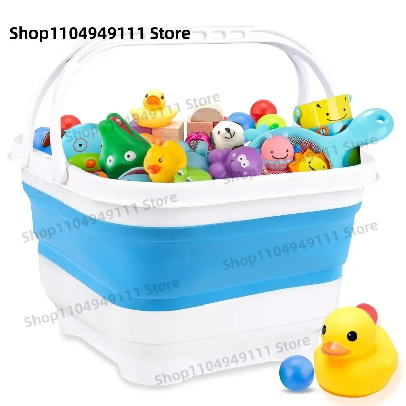 صندوق تخزين ألعاب دش جديد قابل للطي مع سلة تخزين ألعاب حوض الاستحمام بقاعدة قابلة للفصل #2