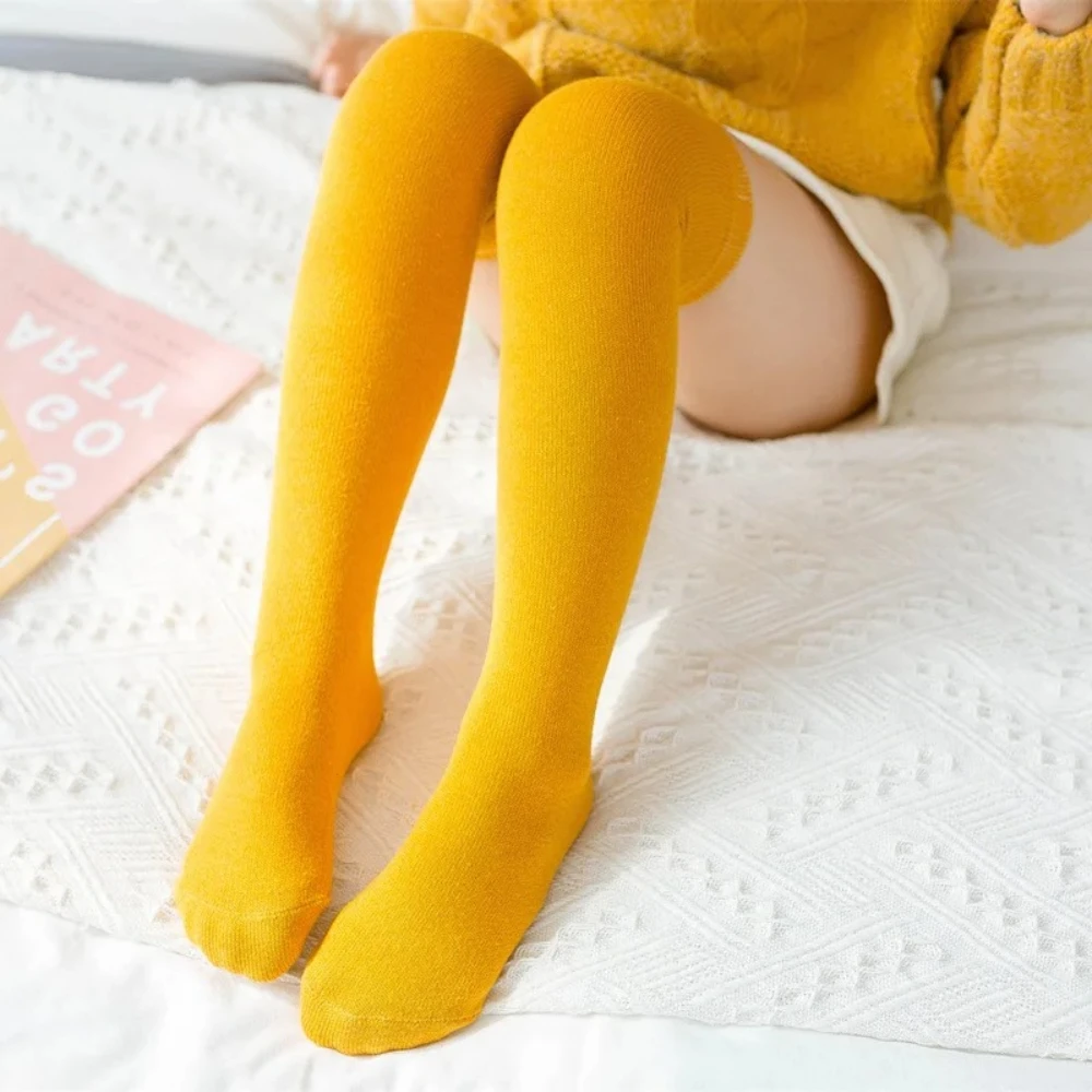 Kids Knee Over Socks Autumn and Winter Children's Knee Over Socks, Solid Color Versatile High Tube Socks