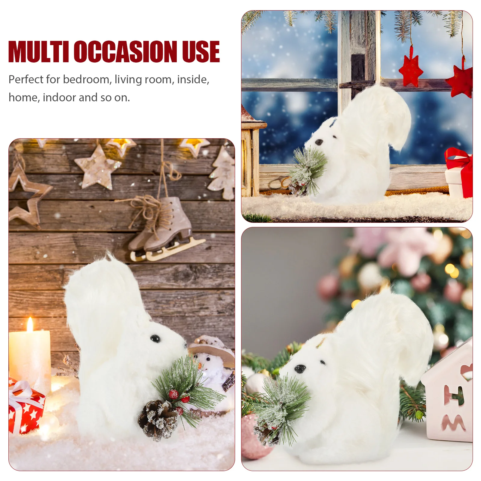 Big Tail Squirrel Ornament Miniature Figurines Landscape Wooden Animals Model Xmas Baby Toy