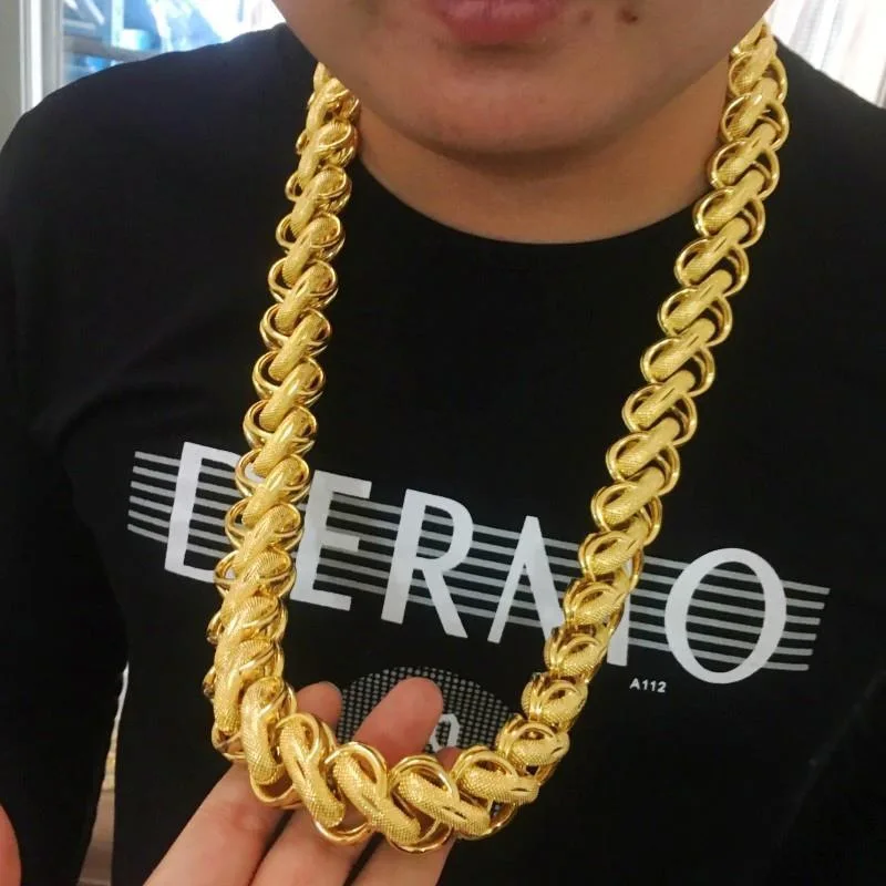 Fashionable Vietnamese sand gold Thai necklace jewelry does not fade frosted keel men's domineering necklace gift for friends