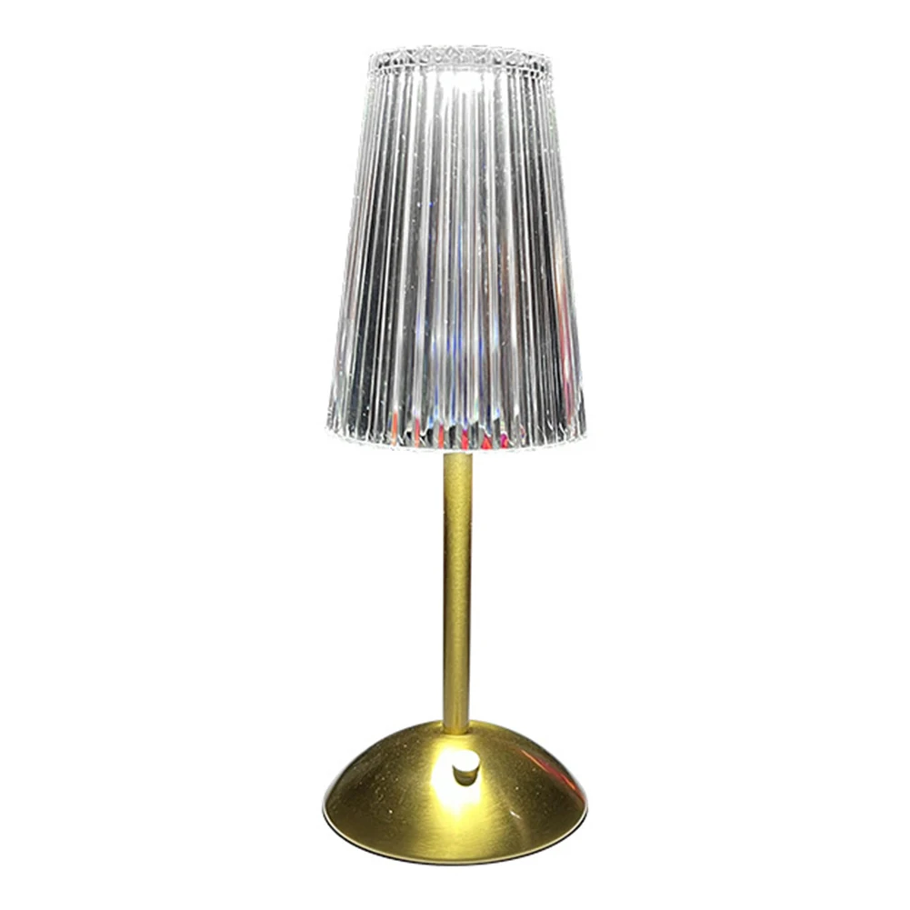 Portable Retro Metal Bedside Lamp Rechargeable Crystal Diamond Table Lamp Metal Base 3 Color Modes Touch Control for Bedroom Bar