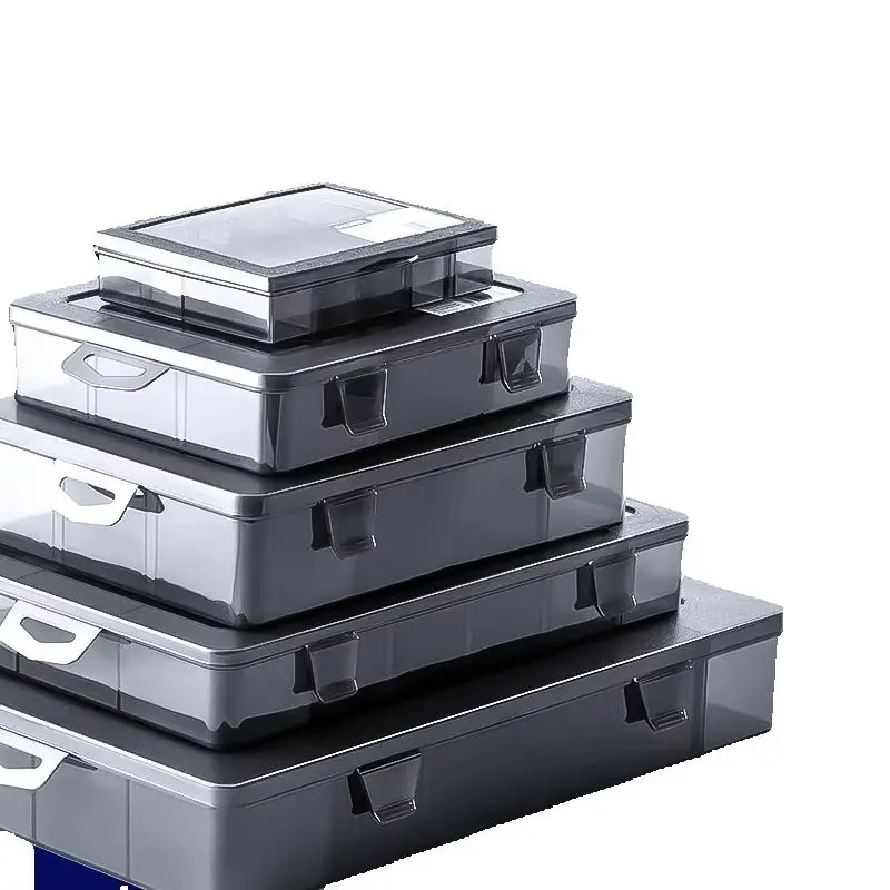 DELI 1 PCS Plastic Storage Boxes Slots Adjustable Packaging Transparent Tool Case Screw Craft Jewelry Accessories Organizer Box
