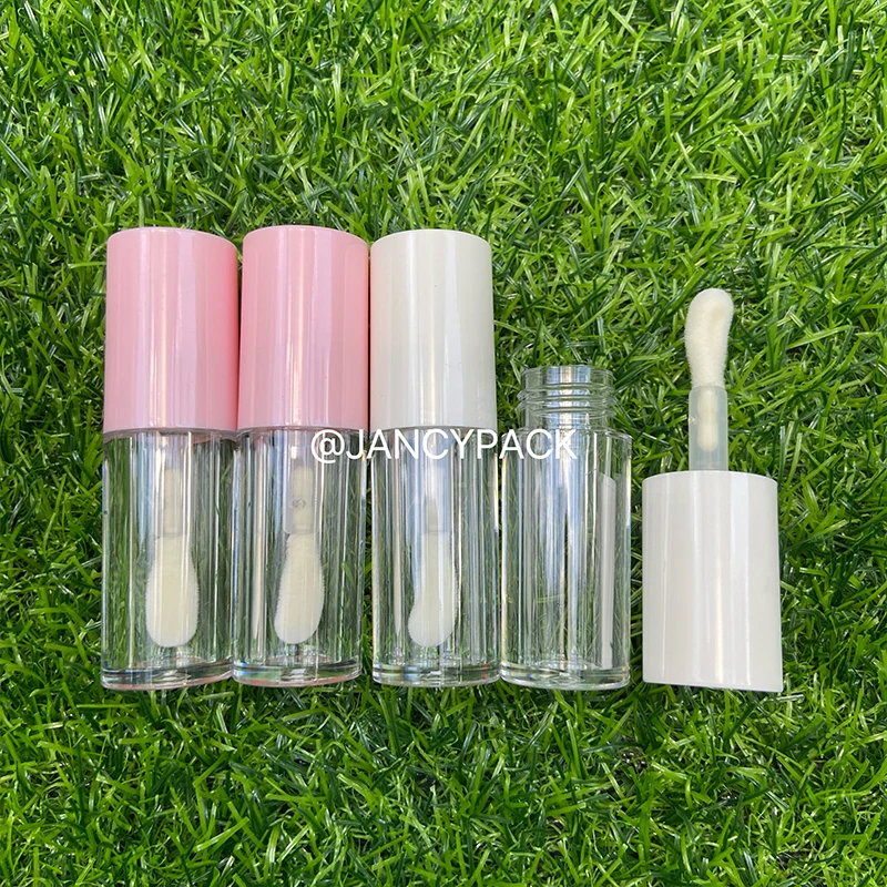 

2.5ml Big Brush Pink White Empty Round Lip Gloss Tube With Wand Applicator Refillable Plastic Lipstick Lip Balm Bottles Vials