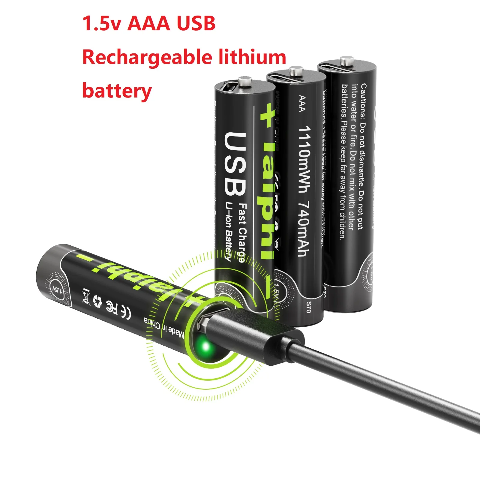 USB AAA Battery 1.5V Rechargeable Portable Power for Electronics AAA Alkaline Battery Pack for Digital Camera Remote Control