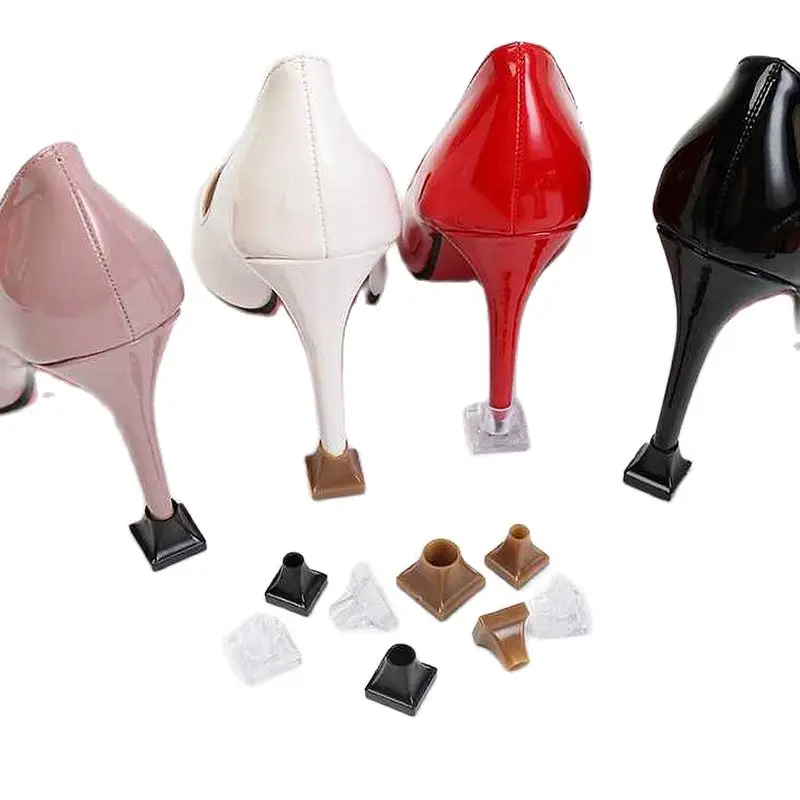 High Heel Square Bottom Protectors Heel Stoppers for Women Shoes Antislip Latin Stiletto Dancing Covers Shoe Care Kit Repair Cap