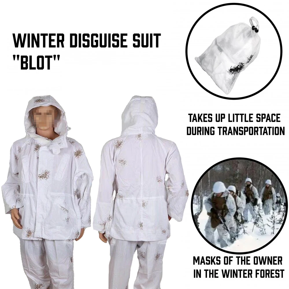 Russian winter snow white spotted split camouflage Geely suit cover, snow camouflage cloak camouflage suit backpack cover