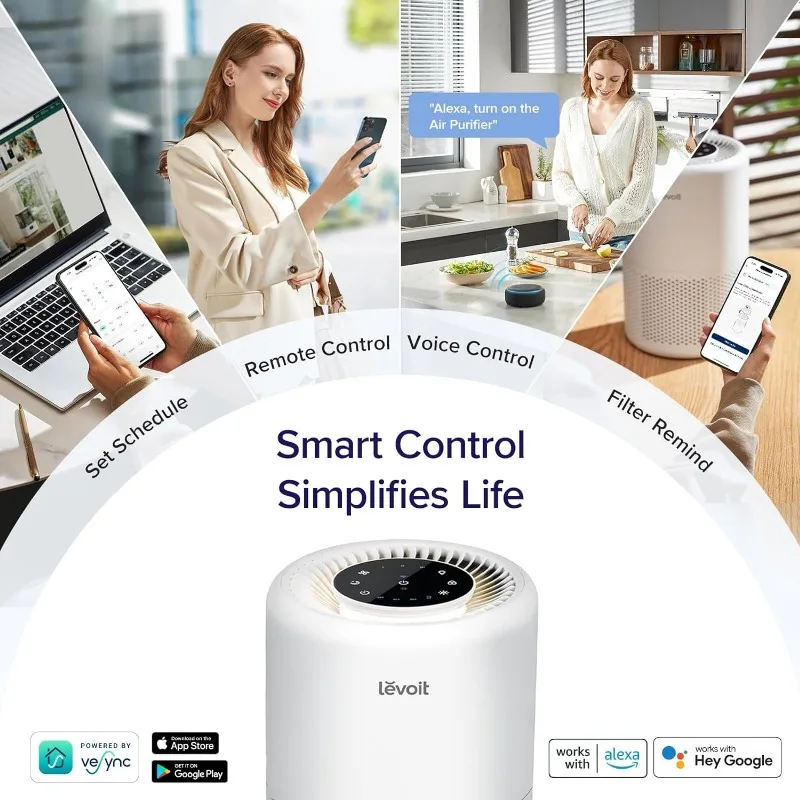 LEVOIT-Purificador de ar para quarto de casa, Smart WiFi, Alexa Control, cobre até 916 pés quadrados, 3 em 1 filtro para alergias e poluentes