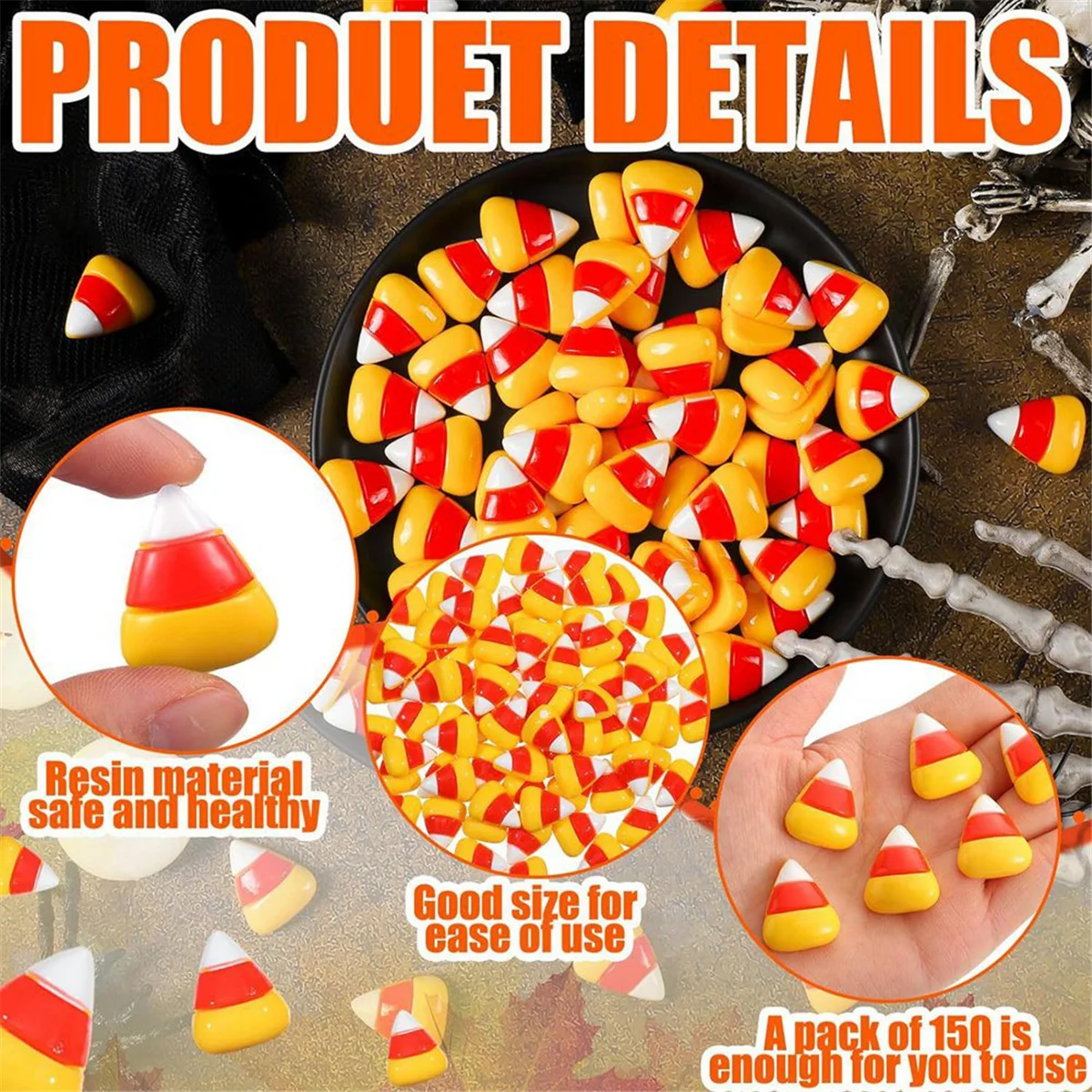 Artificial Flatback De Milho De Doces, Embelezamentos De Milho De Doces Falsos, Decorações Fofas De Halloween, Flatback Falso, 150 Pcs