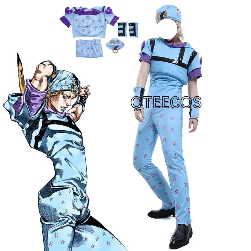

bilibili Jojo's Bizarre Adventure Cosplay Steel Ball Run Jonathan Johnny Joestar Costume Anime Game Suit Halloween Pas,3'f.5;j.8