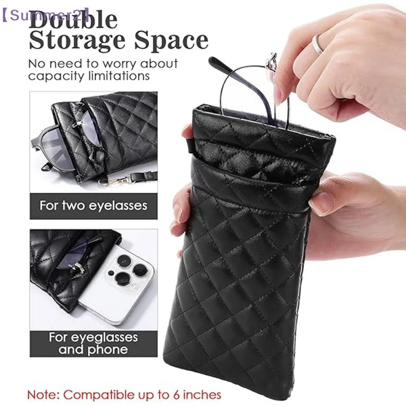 Auto-Closure Shockproof Sunglasses Bag Double Layer PU Leather Waterproof Glasses Storage Pouch Portable Dustproof Coin Purse{S}