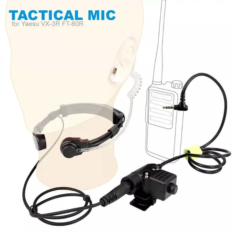 Walkie Talkie micrófono de alta resistencia U94 PTT cuello micrófono de garganta auricular Radio Nato auriculares tácticos para Yaesu VX-3R FT-60R FT1DR