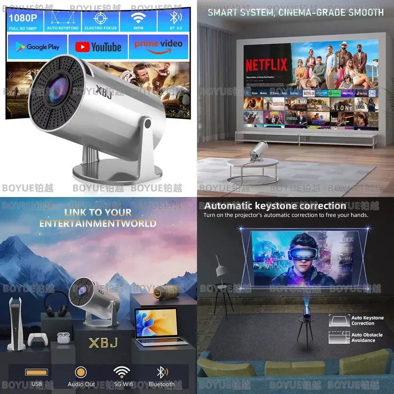 4K Android 11 Portable Projector WiFi6 Bluetooth LED Mini Beamer for Home Cinema Outdoor Movie Night Smart Wireless Display