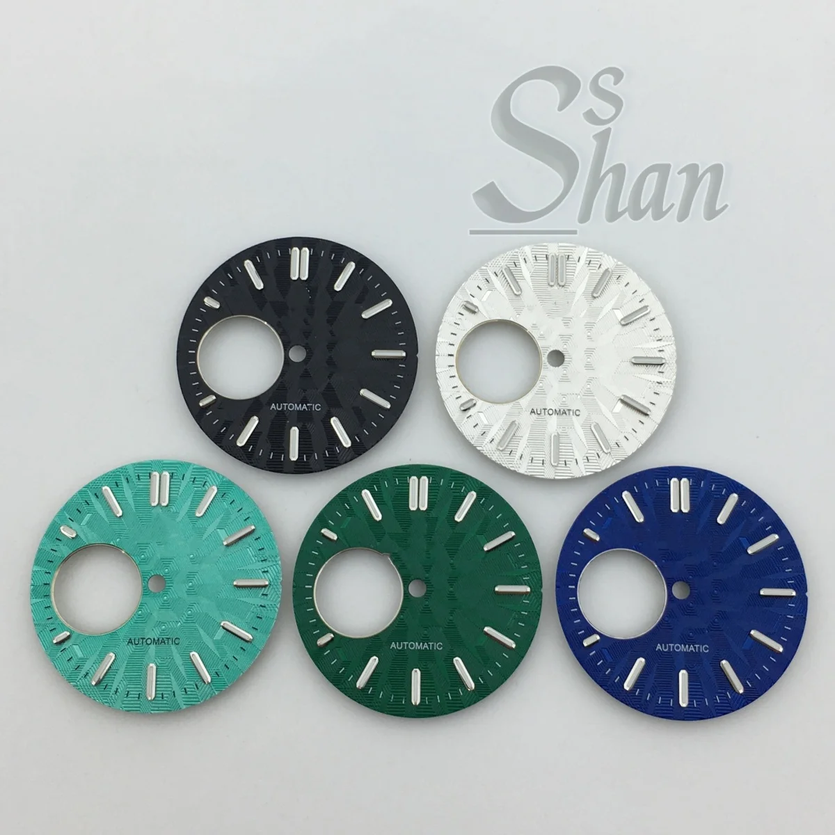 Nh38 29mm mostrador de relógio branco preto azul verde mostrador de relógio para movimento nh38 peças de reposição de quadros de relógio