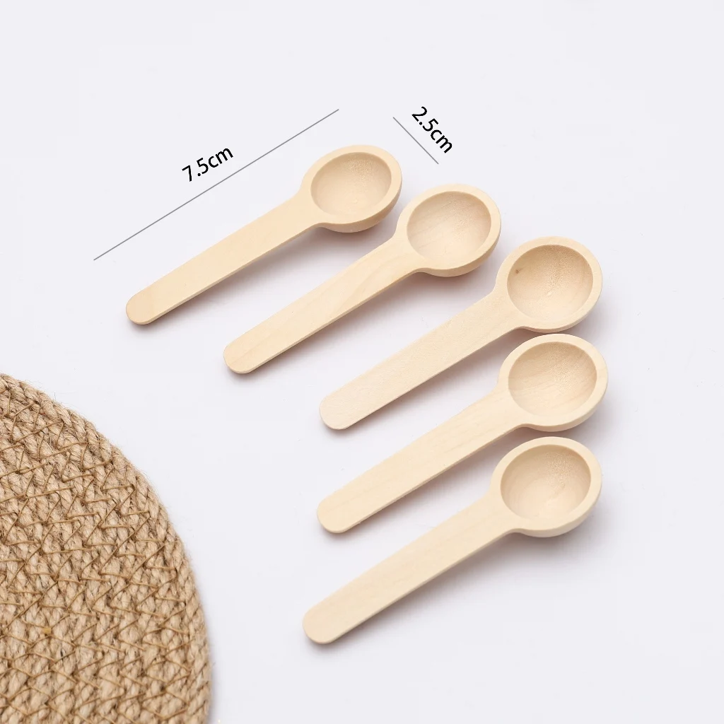 5-teiliges Set Mini-Holzlöffel, kleine Badesalzlöffel, Bonbonlöffel, Löffel für Gewürzgläser, Honig, Kaffee, Kuchendekorationswerkzeug – Detail 7