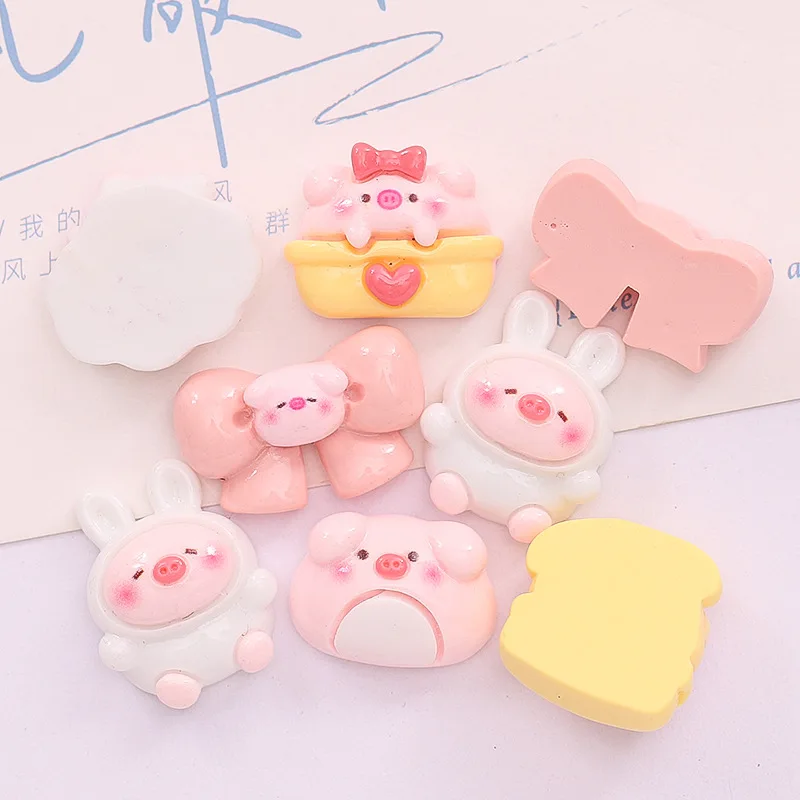 10 Pcs New Lovely Mini Cartoon Pink Piglet Series Resin Scrapbook Diy Jewellery Hairpin Accessories Decorate Craft