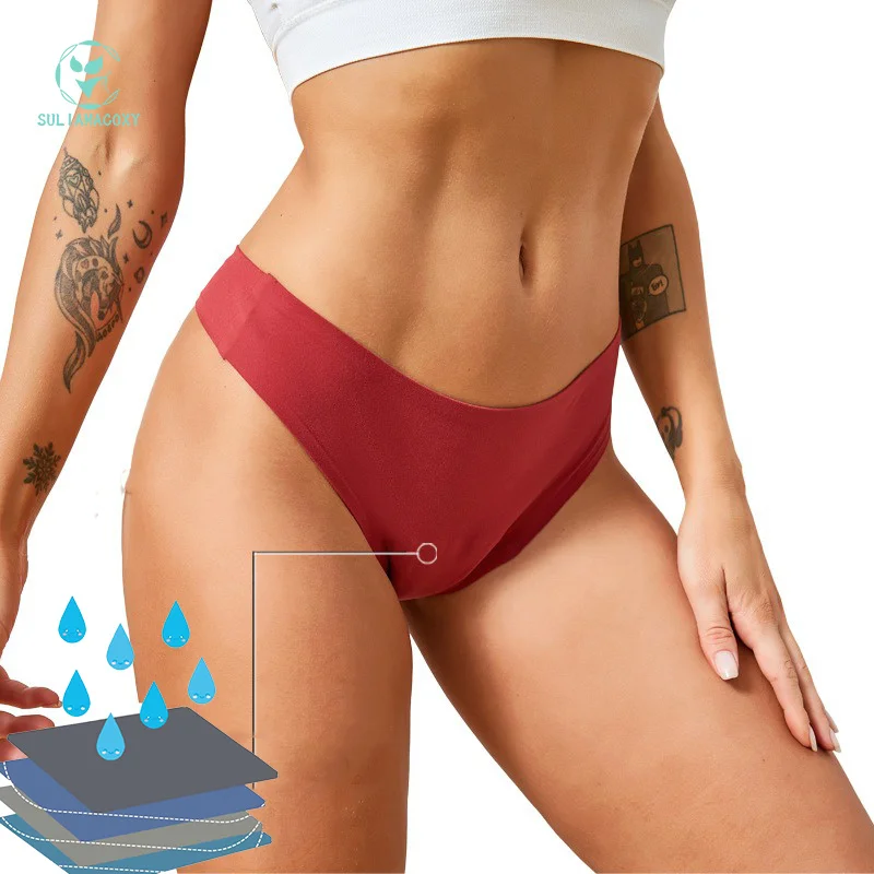 

SULIAMCOXY Plus-size Four-layer Leak-proof Menstrual Underwear Non-trace Exercise Period Thong