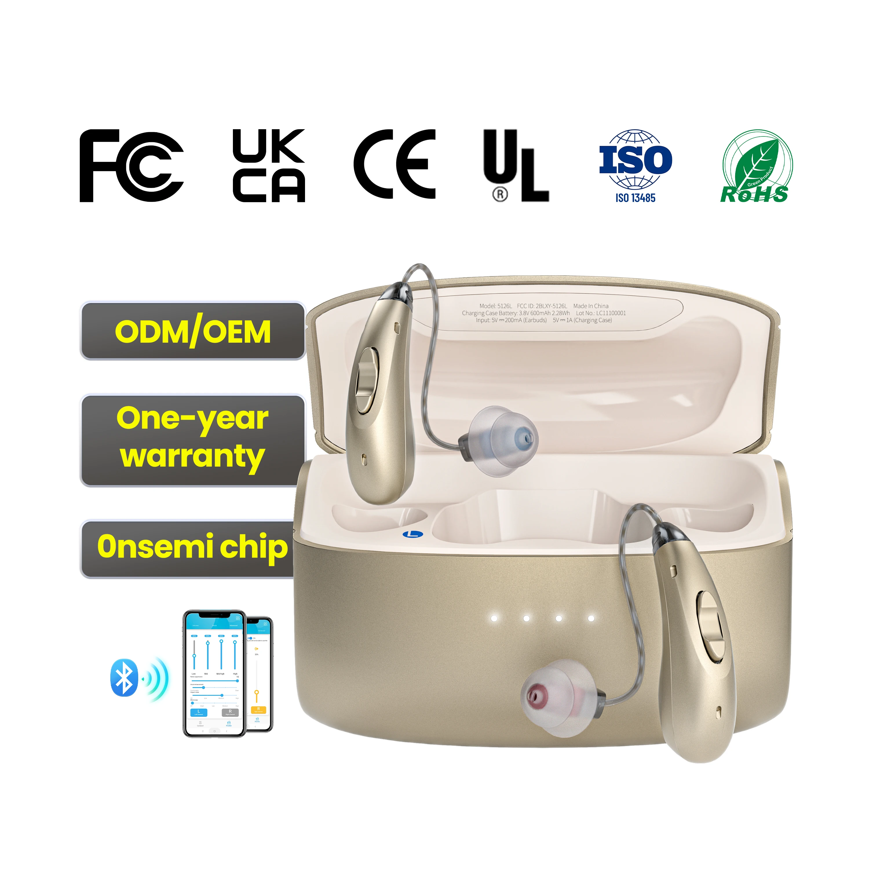 Hearing Aids RIC ISO13485 Medical Grade Manufacturing Process Quality Assured for Healthcare Distributor Wholesale Import