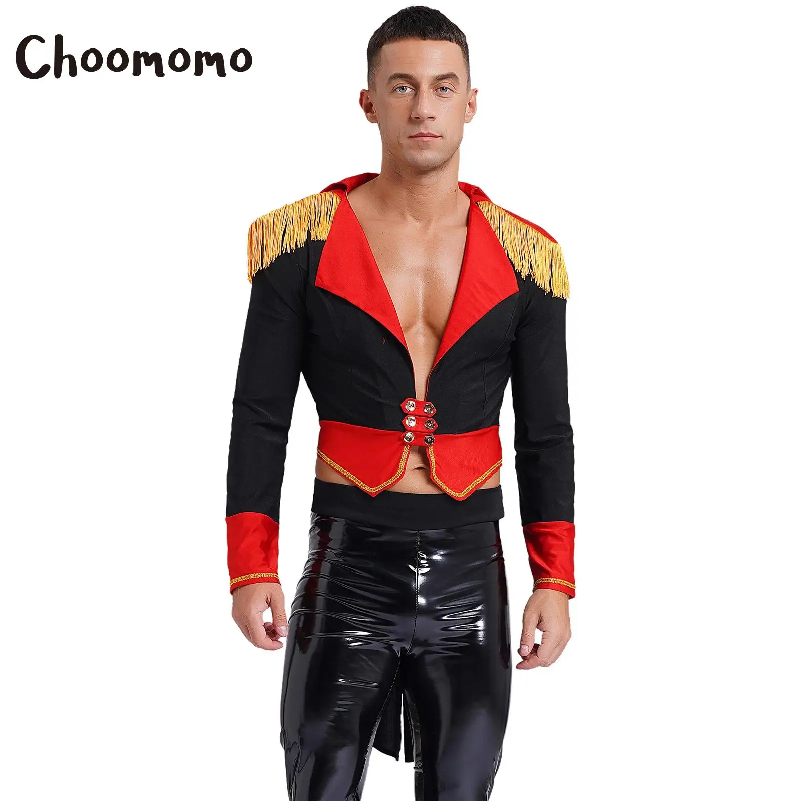 

Mens Circus Ringmaster Costume Showman Lion Tamer Cosplay Uniform Ringleader Tailcoat Jacket Magic Show Halloween Dress Up
