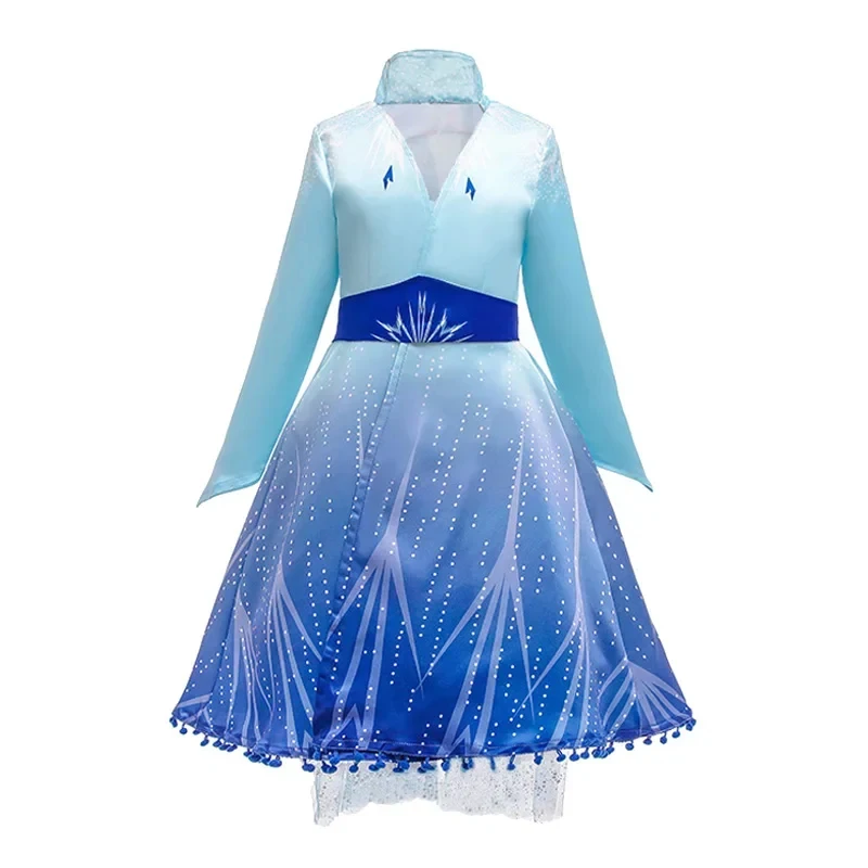 2026 Girls Snow Queen 2 rhinestones dress Kids Carnival new Elza white costume children birthday party frocks clothes for  3E3R4