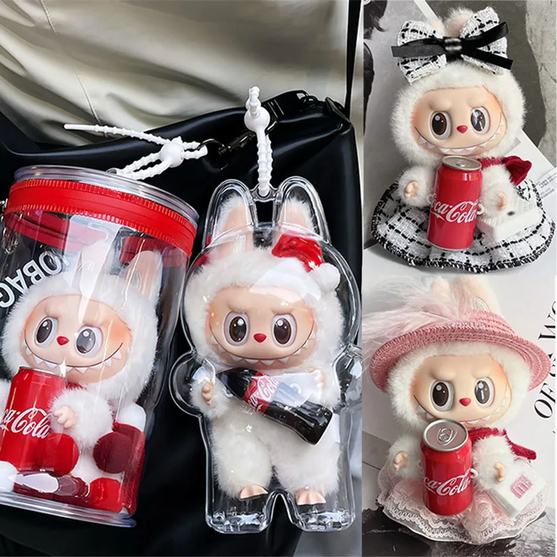 Labubu Coca Cola Series Gorgeous Dresses And Fashionable Clothes Transparent Protective Shell Labubu Transparent Storage Bag