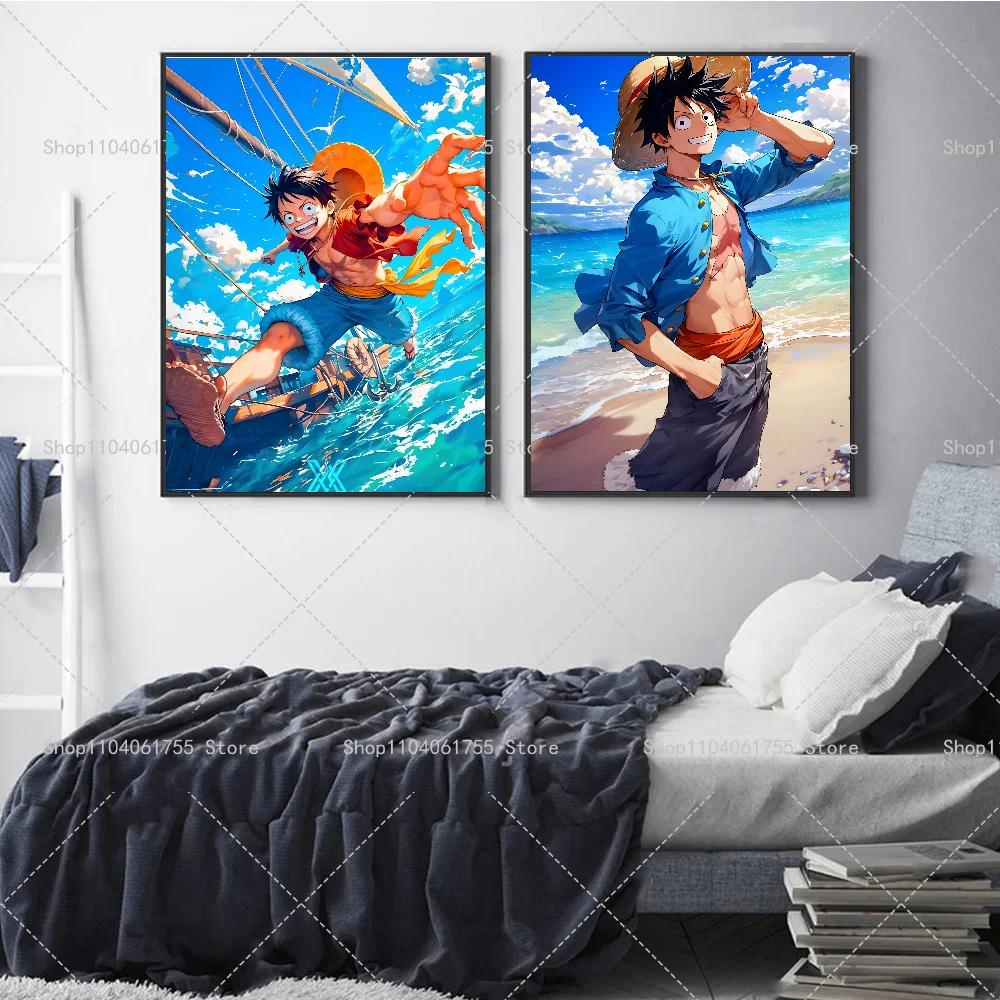 1 قطعة واحدة أنيمي P-PieceS لوفي المشارك ذاتية اللصق الفن ورق مقاوم للماء ملصق مقهى بار غرفة جدار ديكور