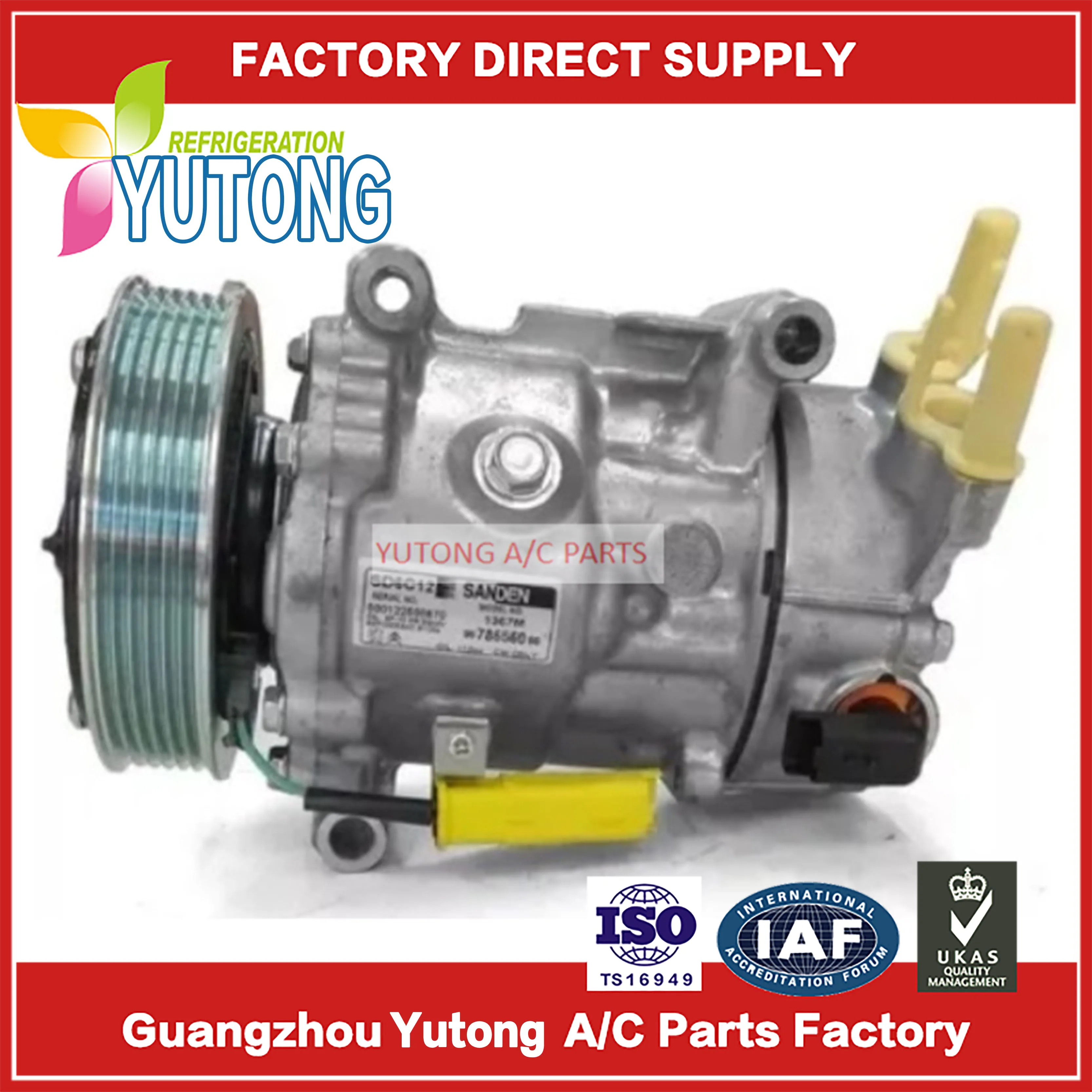 

AC Compressor For Peugeot / Citroen 9651910980 9670318880 1351F 1367 1364F 1363 1351 1364 1367E SD6C12-1350F