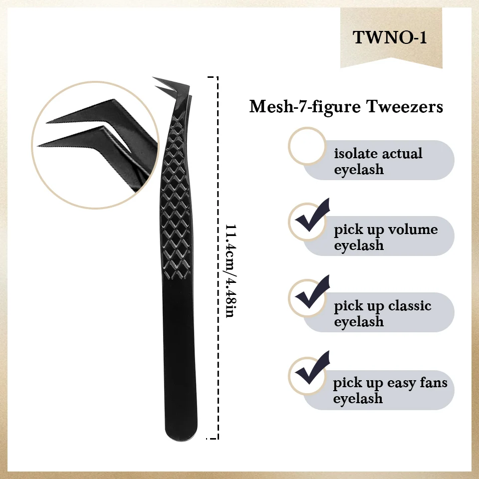 1pc Black Eyelash Tweezers Stainless Steel Super Hard Tweezers High Precision Anti-Static Tip Makeup Tweezers