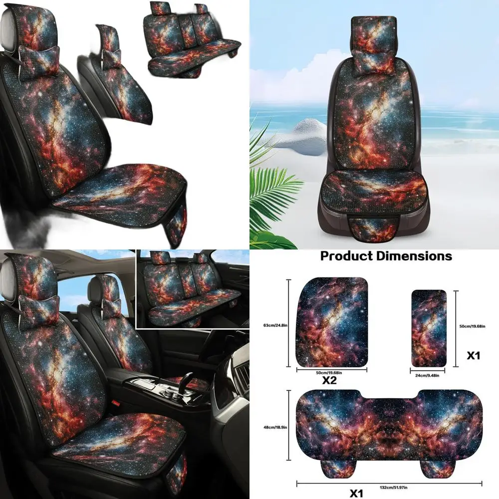 

5-Seat Starry Sky Honeycomb Seat Covers, Breathable Universal Car Seat Protectors with Headrests