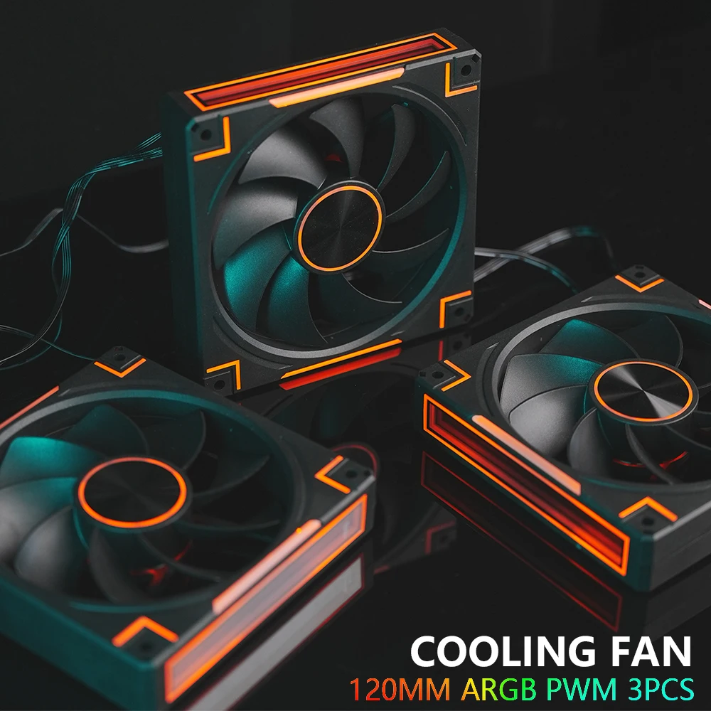 

Охлаждающий вентилятор ARGB 120 мм для корпуса ПК, 4-контактный ШИМ-охладитель процессора, воздушный охладитель для зеркала процессора, циклический световой эффект, 900-2000 об/мин
