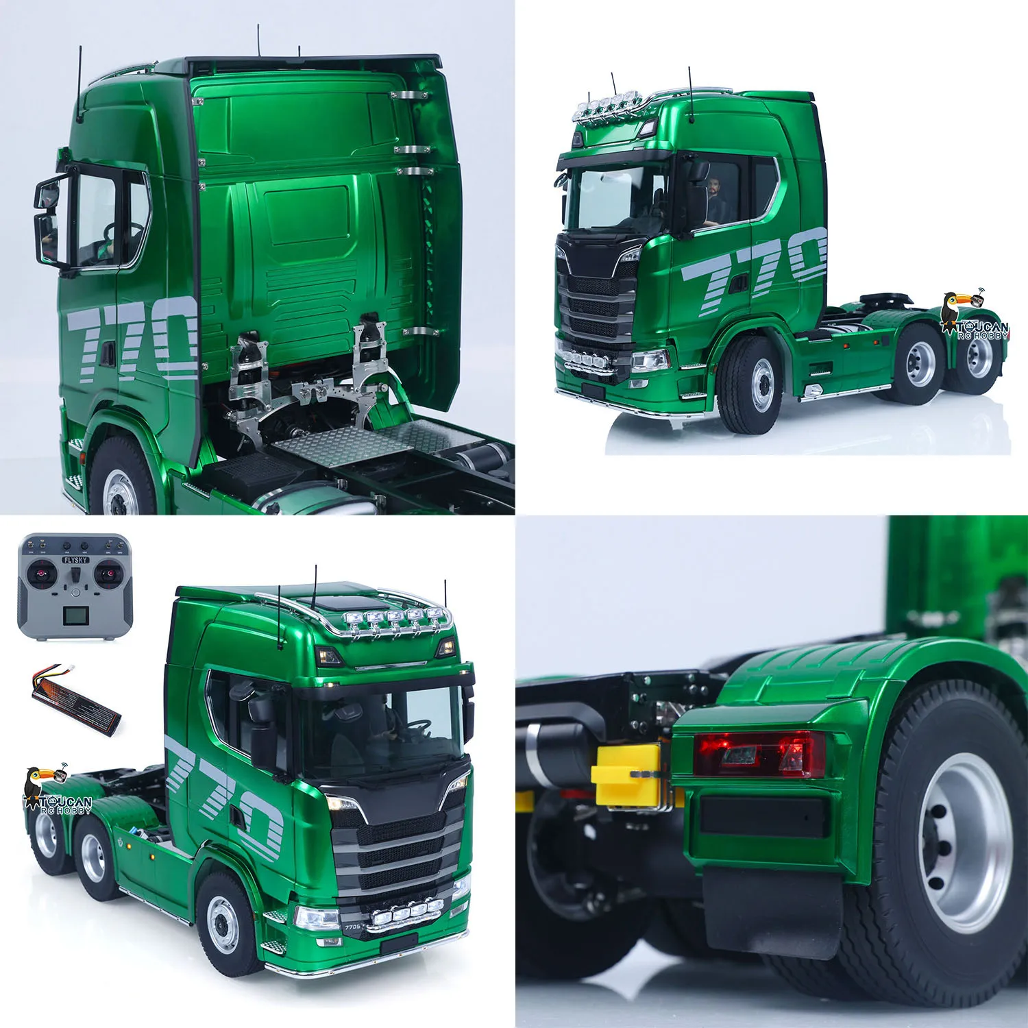 

770S 1/14 KABOLITE 6*6 Remote Control Tractor Truck 2Speed Gearbox Axle Locks Electric Windshield Wiper Openable Door RTR