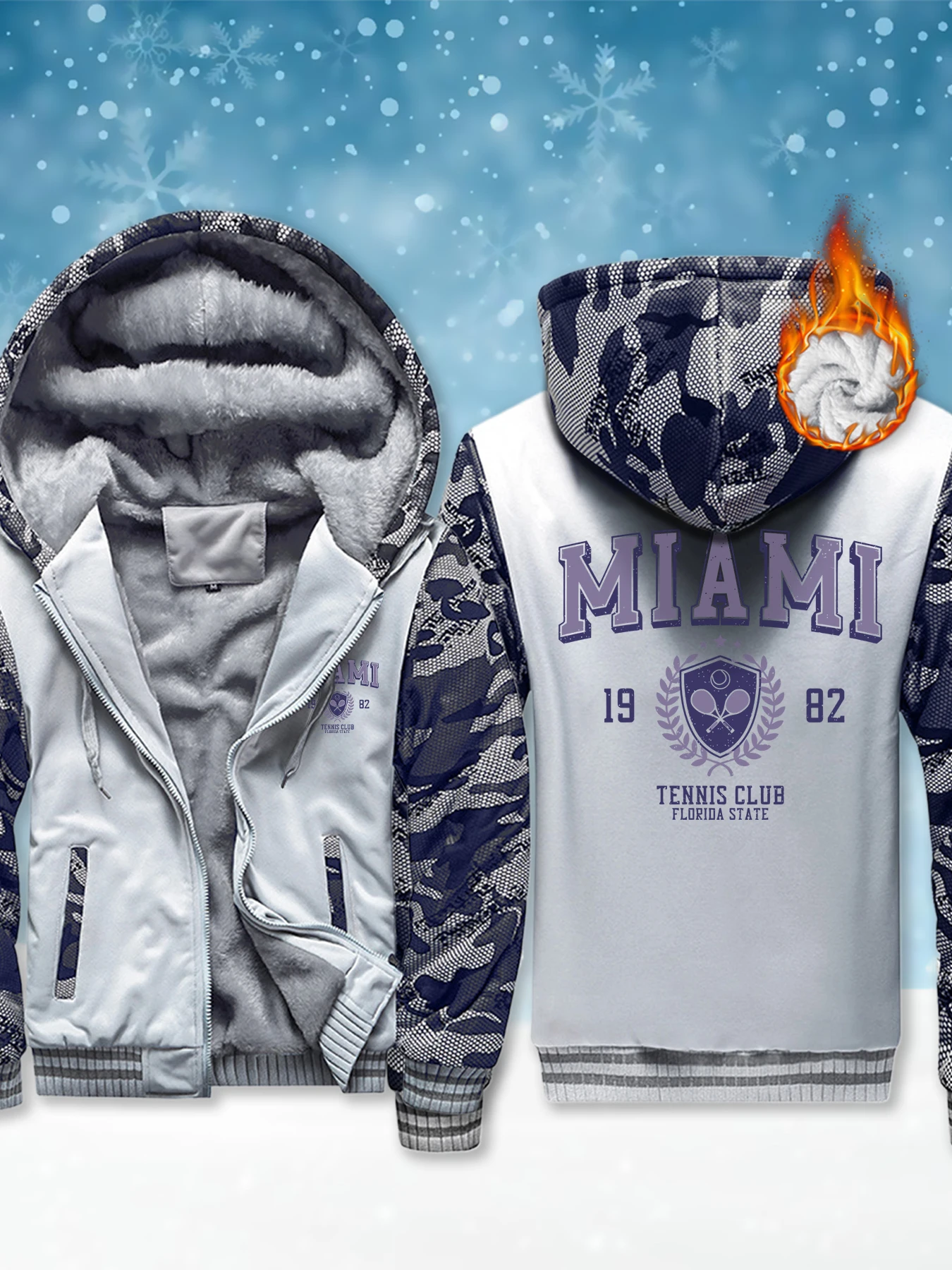 ميامي فلوريدا 1982 الطباعة الرجال البلوز في الهواء الطلق الشتاء الشارع الشهير لينة الصوف البلوز الوزن الثقيل الأزياء سستة الستر