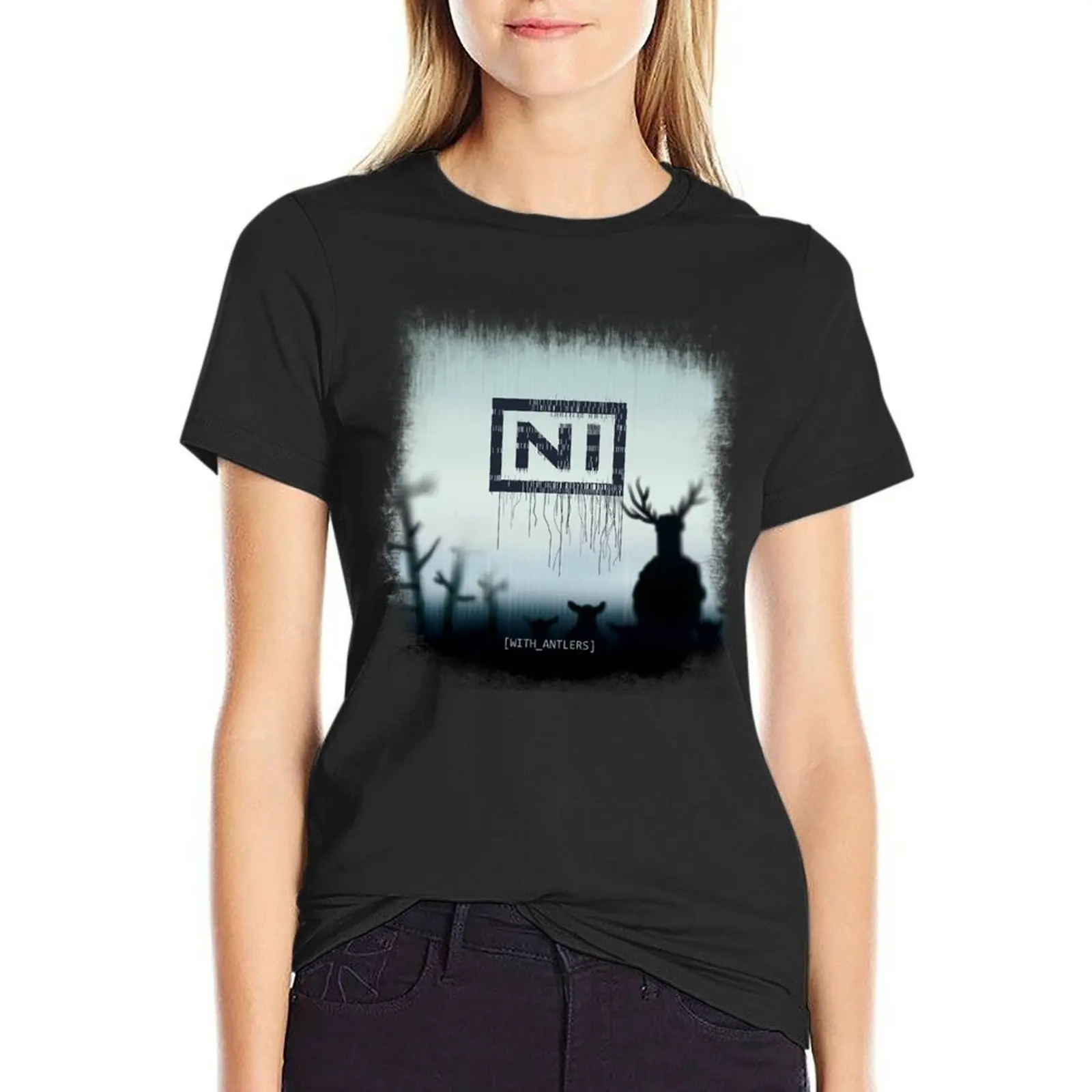 

NI Knights with antlers album cover parody-music lovers humor T-Shirt lady clothes sweat animal prinfor t shirt dress Women