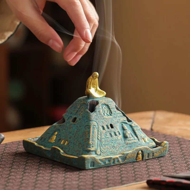 Vintage Ceramic Aroma Burner Creative Pyramid Zen Tea Ceremony Plate Incense Burner Agarwood Sandalwood Tower Incense Burner
