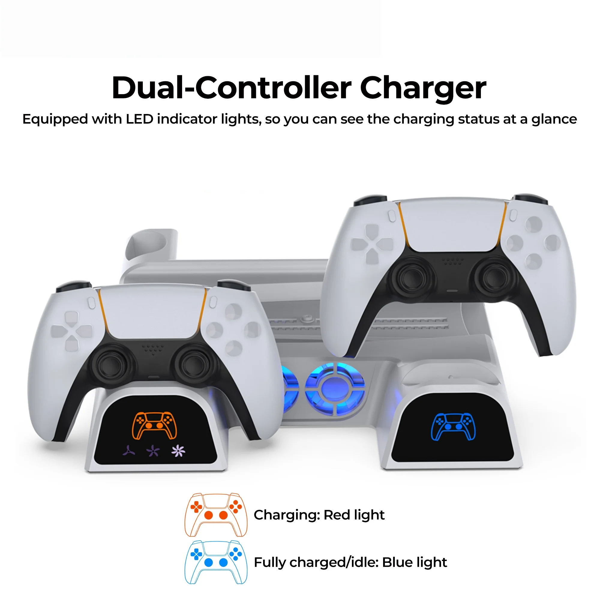 Multi‑Functional Cooling Stand For PS5 /Slim /Pro With Dual Charging Dock, Cooling Fan &LED Status Indicator Game Console