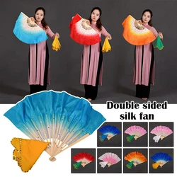 Chinese Style Silk Dance Fan Half Round Women's Belly Dance Fan Square Dance Hand Fans Handkerchief Accessories Home Decoration