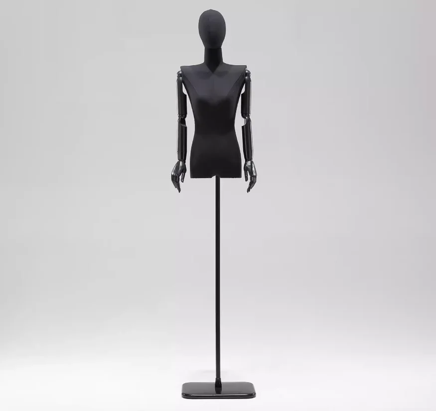 black Sackcloth Straight shoulder women clothes mannequin Lady Small Chest Model upper-body Adjustable Height