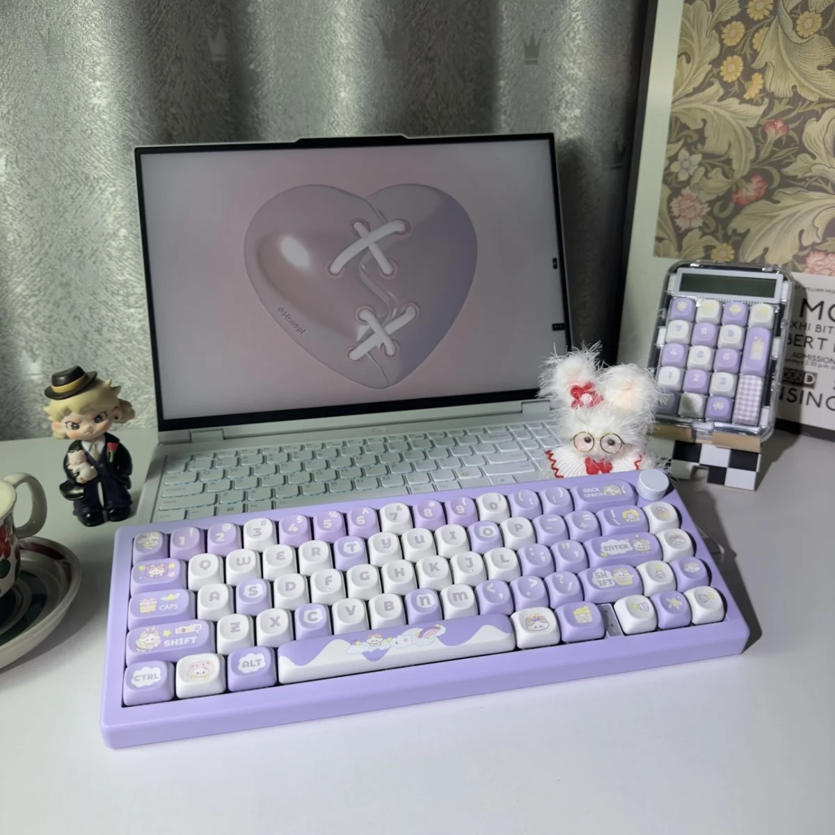 

138 Keys Taro Cake Keycap MOA Height Sublimation Dye Keycap Cute DIY Custom Keycap Gift for Girls Mechanical Keyboard Keycaps